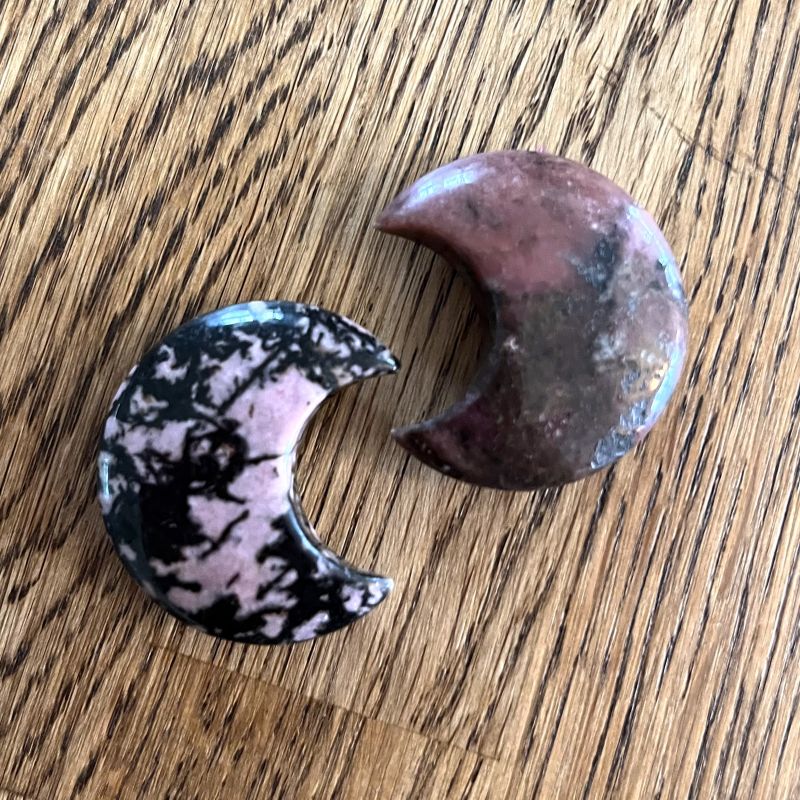 Rhodonite Puff Crescent Moon