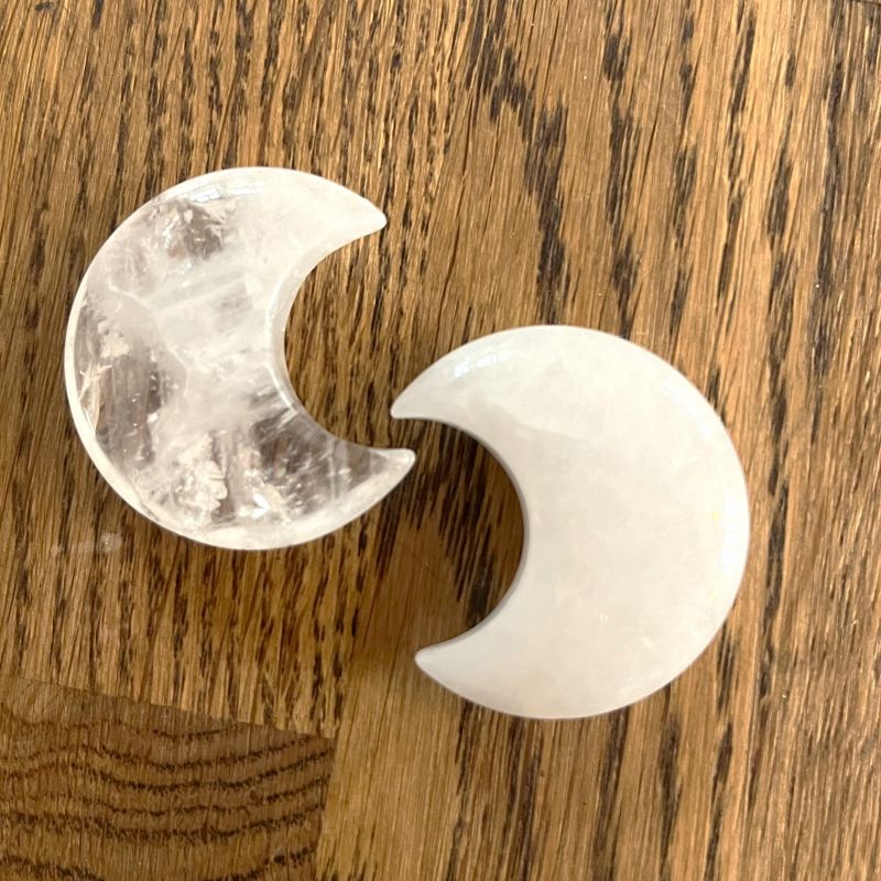 Clear Quartz Puff Crescent Moon