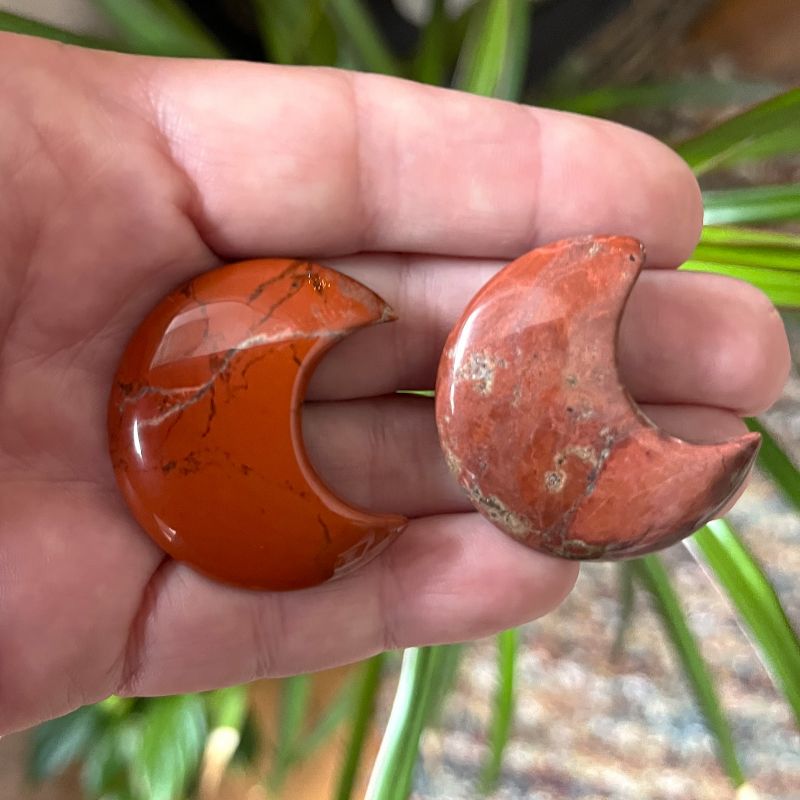 Red Jasper Puff Crescent Moon