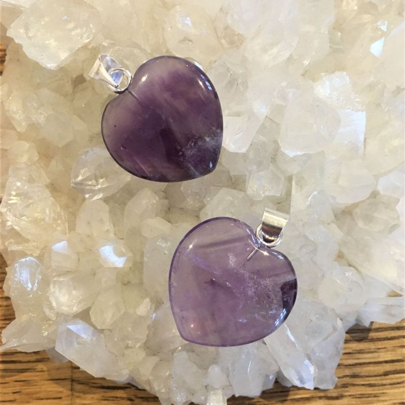 Amethyst 25mm Heart Pendant