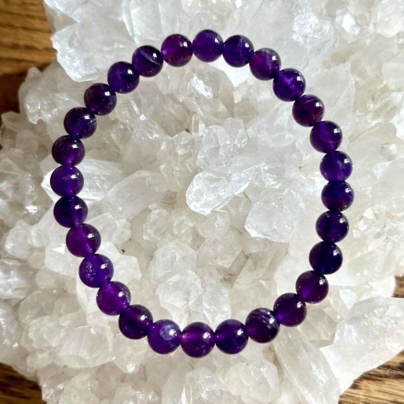 Amethyst 6mm bead bracelet