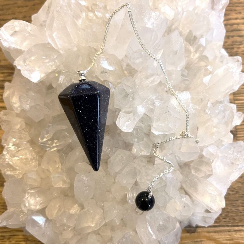 Blue Goldstone Faceted Pendulum