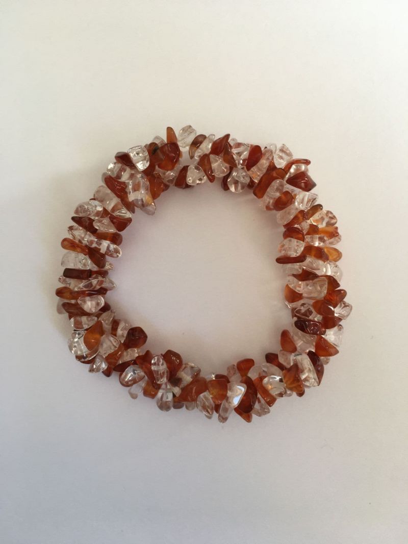 Carnelian & Clear Quartz Twist Bracelet