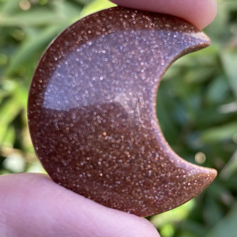 Goldstone Puff Crescent Moon