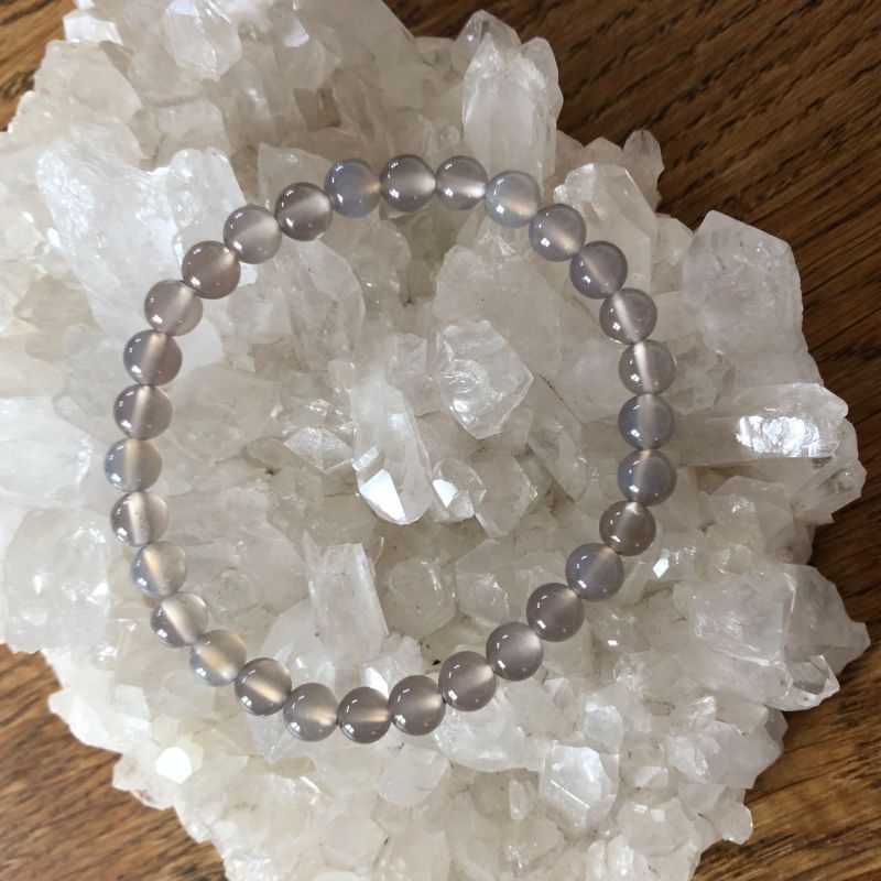 Grey Agate 6mm Bead Bracelet