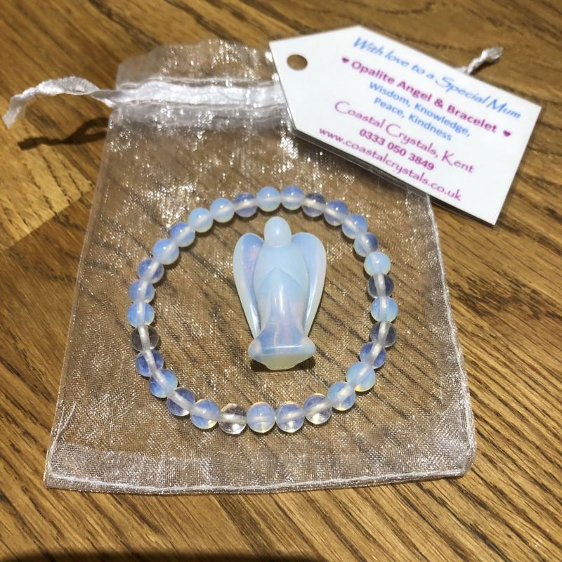 Opalite Angel & Bracelet Set