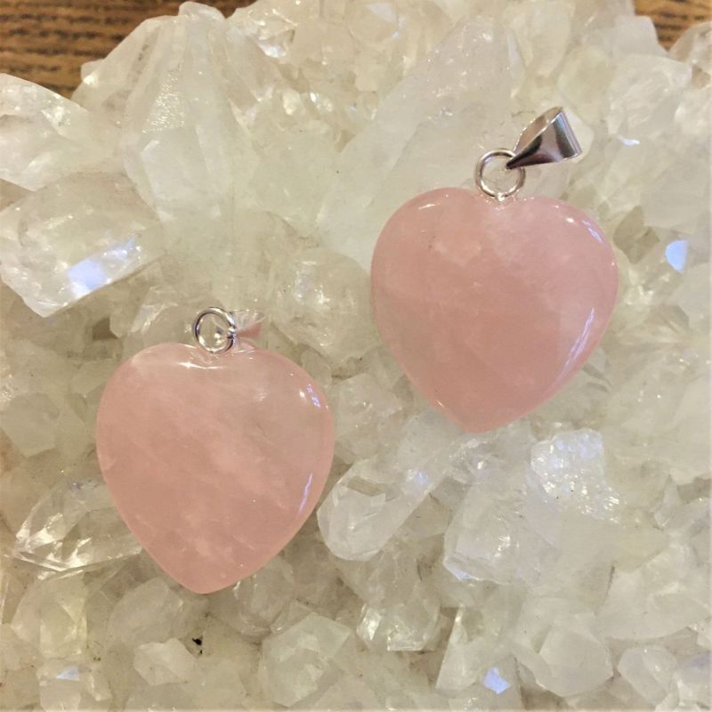 Rose Quartz 25mm Heart Pendant