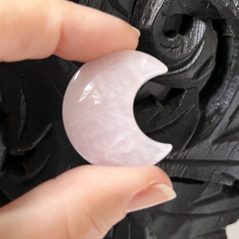 Rose Quartz Puff Crescent Moon