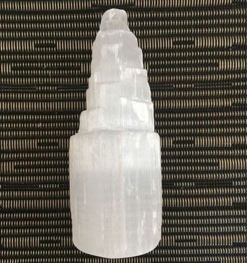 Selenite 10cm Carved Tower