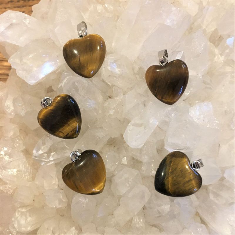 Tiger Eye 15mm Heart Pendant / Charm