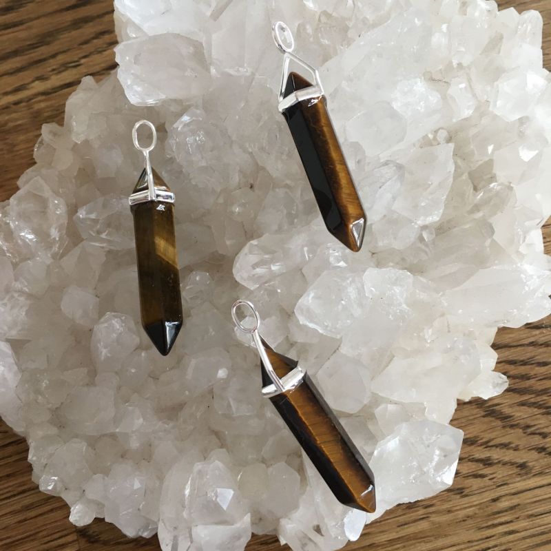 Tiger Eye Double Point Pendant (Sterling Silver)