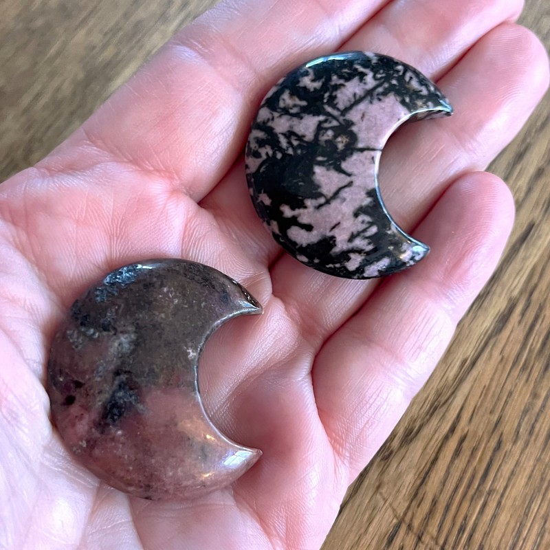 Rhodonite Puff Crescent Moon