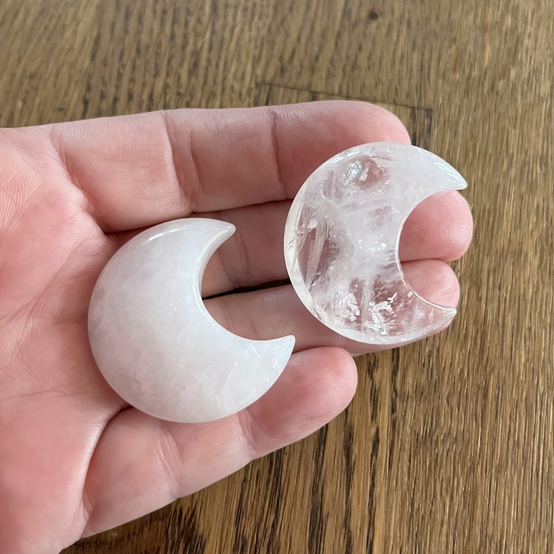 Clear Quartz Puff Crescent Moon