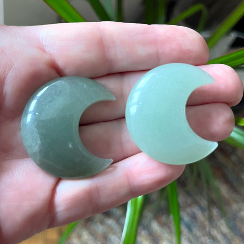 Green Aventurine Puff Crescent Moon