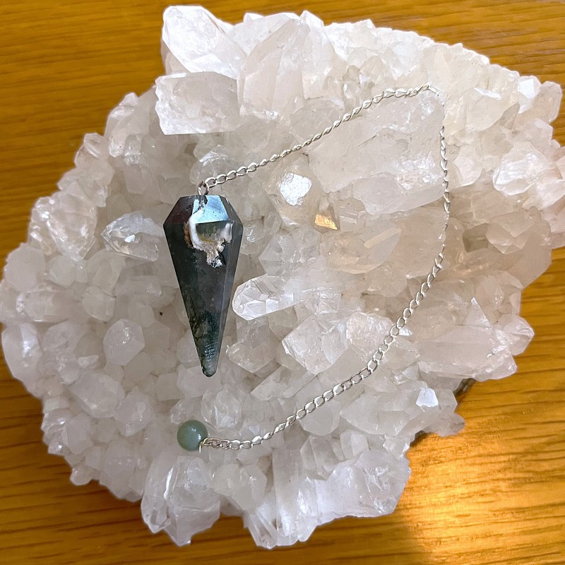 Moss Agate Faceted Pendulum 'A'