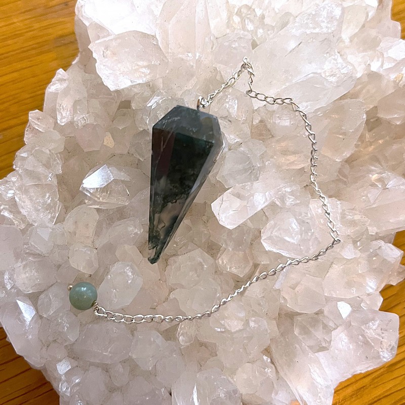 Moss Agate Faceted Pendulum 'A'