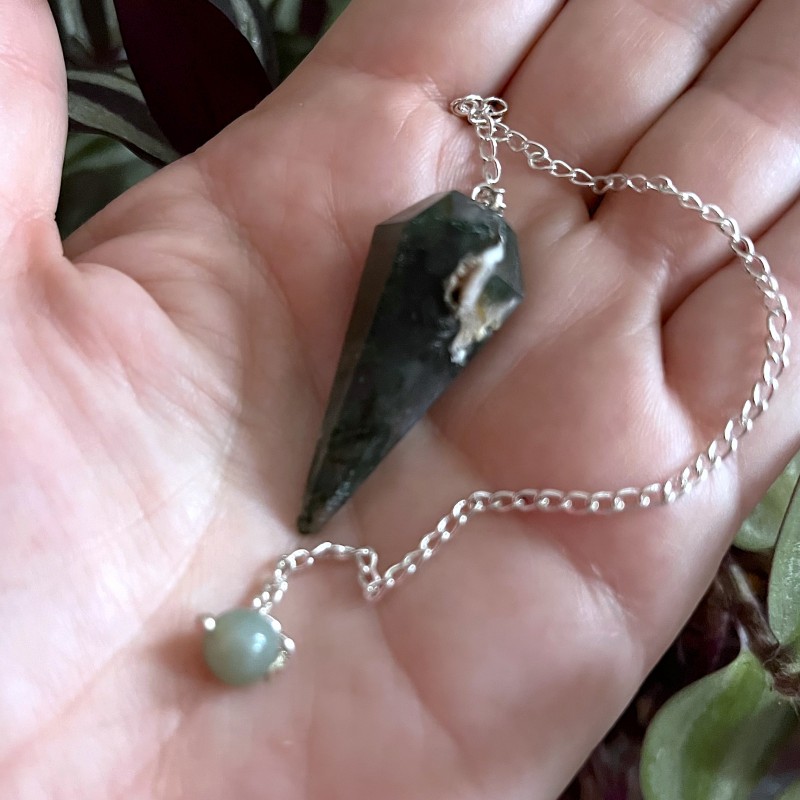 Moss Agate Faceted Pendulum 'A'