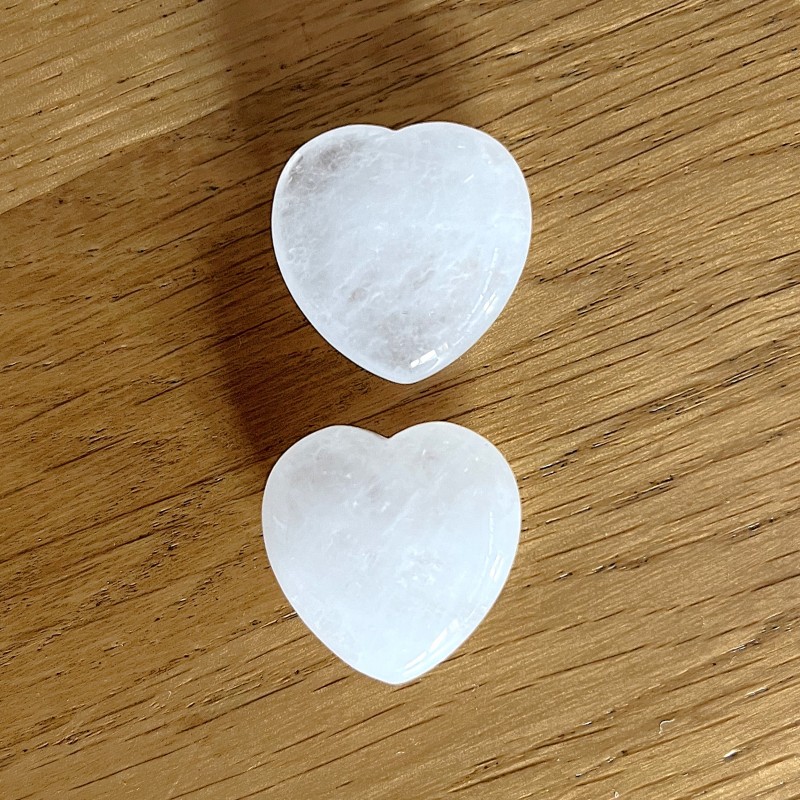 Clear Quartz Puff Heart 25mm