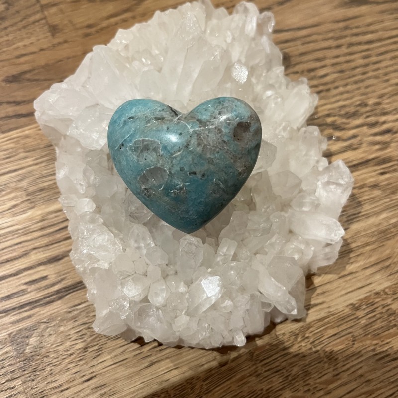 Amazonite & Smokey Quartz Heart 'B' -  4.8cm