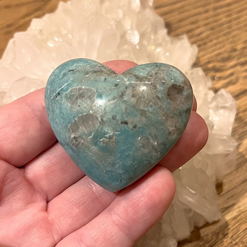 Amazonite & Smokey Quartz Heart 'B' -  4.8cm