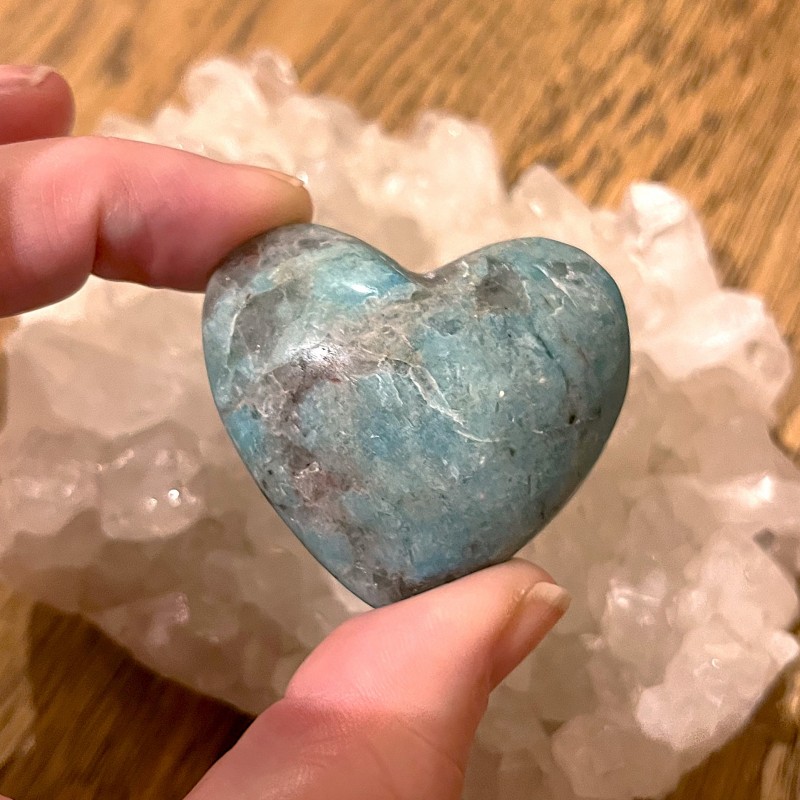 Amazonite & Smokey Quartz Heart 'B' -  4.8cm