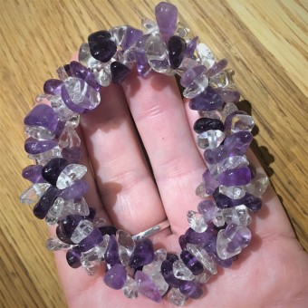 Amethyst & Clear Quartz Twist Bracelet