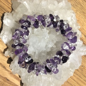 Amethyst & Clear Quartz Twist Bracelet