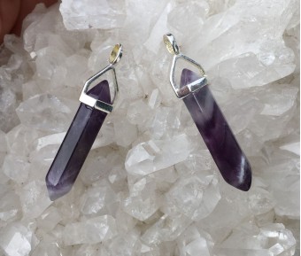 Amethyst double point pendant (Sterling silve