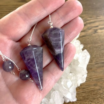 Amethyst faceted Pendulum with bead stopper