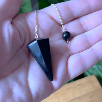 Black Obsidian Faceted Pendulum