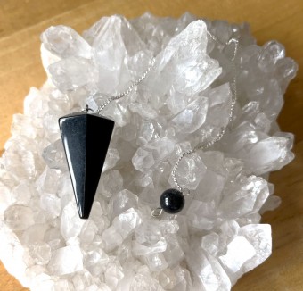 Black Obsidian Faceted Pendulum