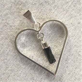 Black Tourmaline Dangle Heart Pendant