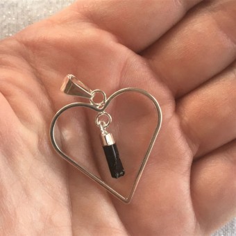 Black Tourmaline Dangle Heart Pendant