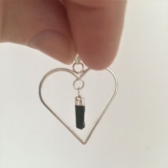 Black Tourmaline Dangle Heart Pendant