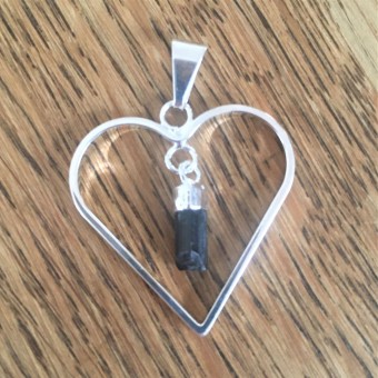 Black Tourmaline Dangle Heart Pendant