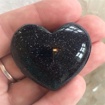 Blue Goldstone 40mm Hearts