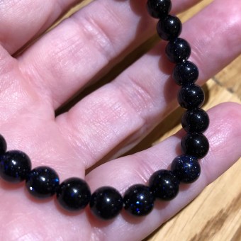 Blue Goldstone 6mm Bead Bracelet