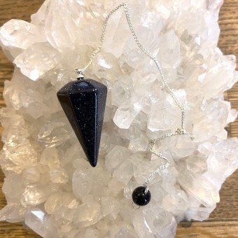 Blue Goldstone Faceted Pendulum