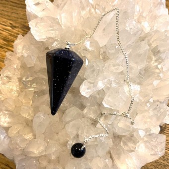 Blue Goldstone Faceted Pendulum