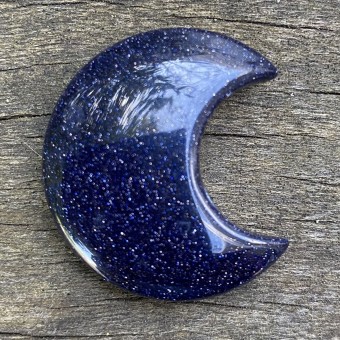 Blue Goldstone Puff Crescent Moon