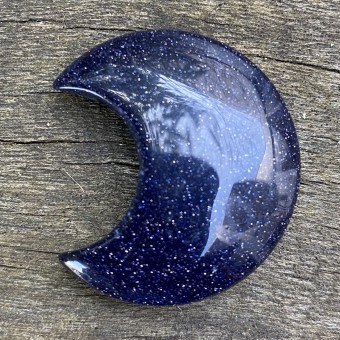 Blue Goldstone Puff Crescent Moon