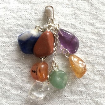 Chakra Mini Tumbles Pendant - Silver Plated