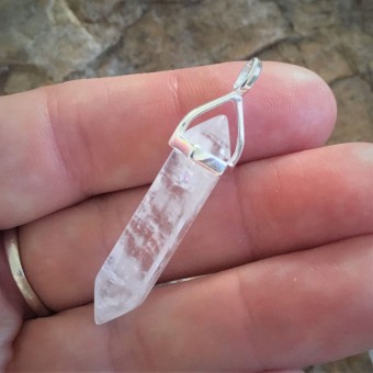 Clear Quartz Double Point Pendant (Sterling S