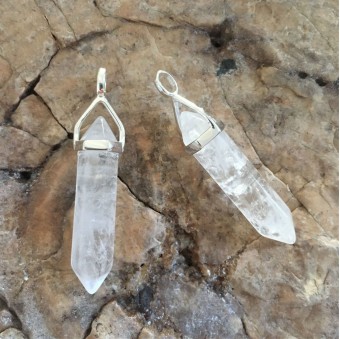 Clear Quartz Double Point Pendant (Sterling S