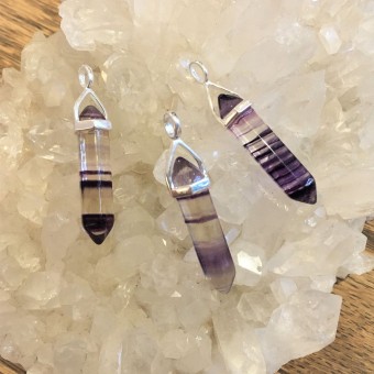 Fluorite Double Point Pendant (Sterling Silve