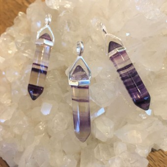 Fluorite Double Point Pendant (Sterling Silve