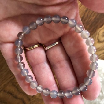 Grey Agate 6mm Bead Bracelet