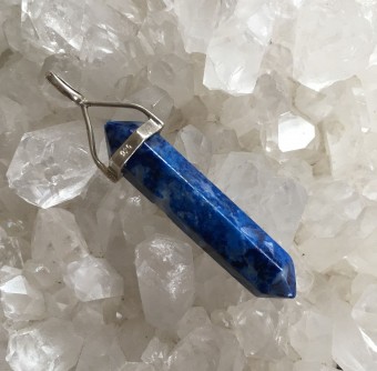 Lapis Lazuli double point pendant in sterling