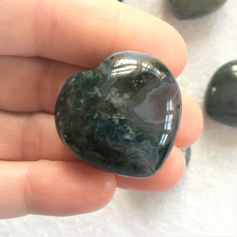 Moss Agate Heart  - 3cm