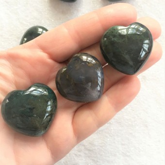 Moss Agate Heart  - 3cm